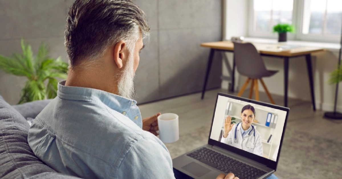 Man taking consultation through Telehealth in Rockwall, TX